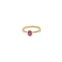 Carica l'immagine nel visualizzatore di Gallery, Anello con tormalina rubellite, diamanti e oro giallo 18 kt