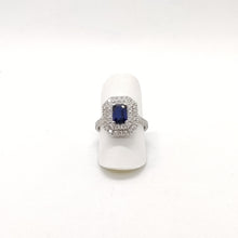 Carica l'immagine nel visualizzatore di Gallery, Anello zaffiro con diamanti in oro bianco 18 kt