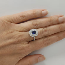 Carica l'immagine nel visualizzatore di Gallery, Anello zaffiro con diamanti in oro bianco 18 kt
