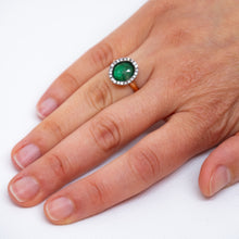 Carica l'immagine nel visualizzatore di Gallery, Anello con smeraldo e brillanti in oro rosa 18kt ANS4