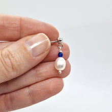 Carica l&#39;immagine nel visualizzatore di Gallery, Orecchini perla, giada blu in argento 925

