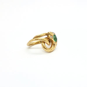 Anello serpente con smeraldo e diamanti in oro giallo 18 kt