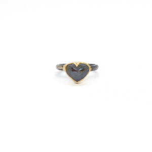 Anello in oro 18 kt e argento 925 con diamante nero