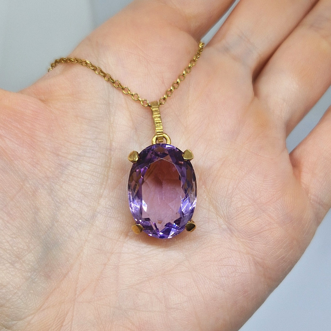Collana com ametista in argento 925 dorato oro