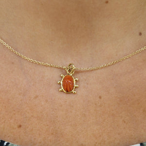 Collana coccinella corallo in oro giallo 18 kt