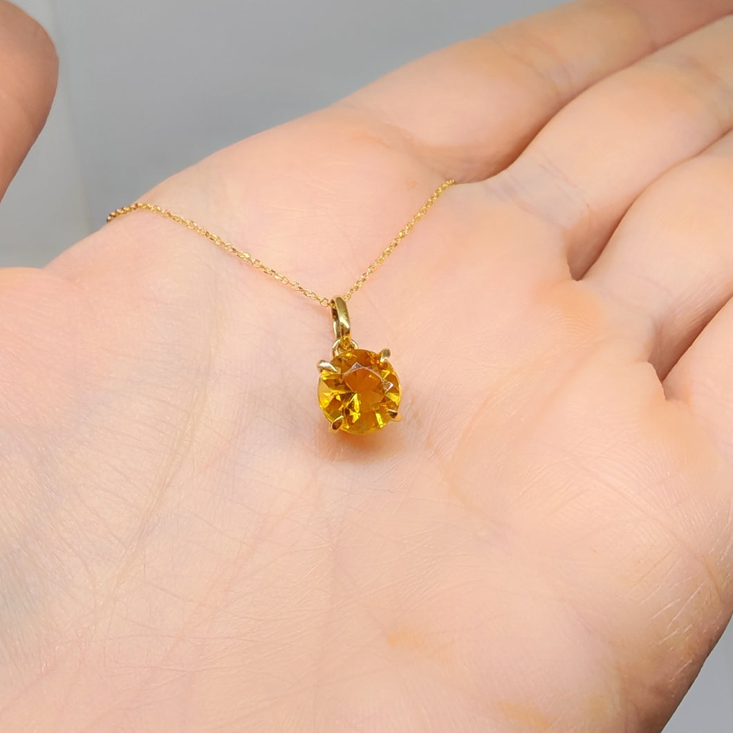 Collana in oro giallo 18 kt con quarzo citrino