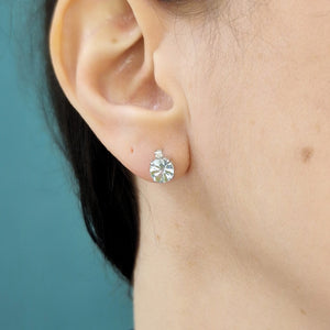 Orecchini con diamanti e acquamarina in oro bianco 18kt