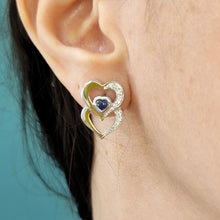 Carica l&#39;immagine nel visualizzatore di Gallery, Orecchini con zaffiro blu a cuore e diamanti in oro bianco 18 kt ORZ 2
