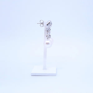Orecchini con diamanti e perle australiane in oro bianco 18 kt ORP1