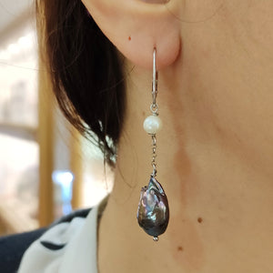 Orecchini con perle scaramazze pendenti in argento 925