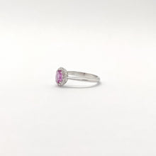Carica l&#39;immagine nel visualizzatore di Gallery, Anello zaffiro rosa e diamanti in oro bianco 18 kt
